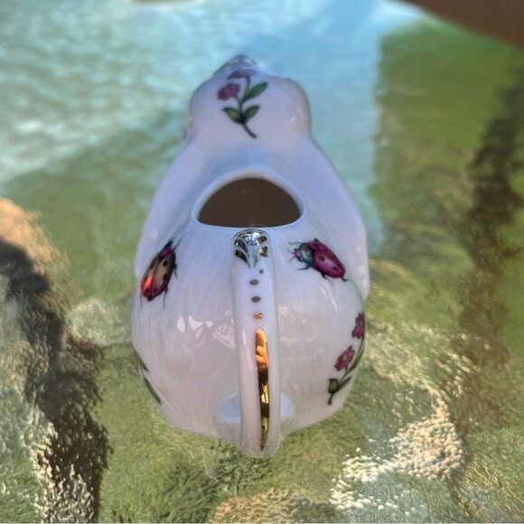 Grace's Teaware Porcelain Bunny Rabbit Creamer Flowers Ladybugs Gold Accents - Picture 9 of 14
